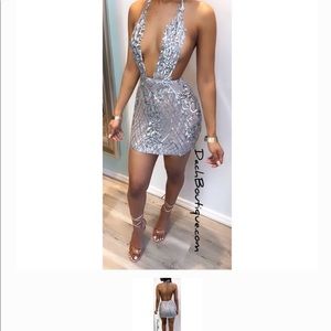 CUSTOM MADE Silver Sequin Mini Dress
